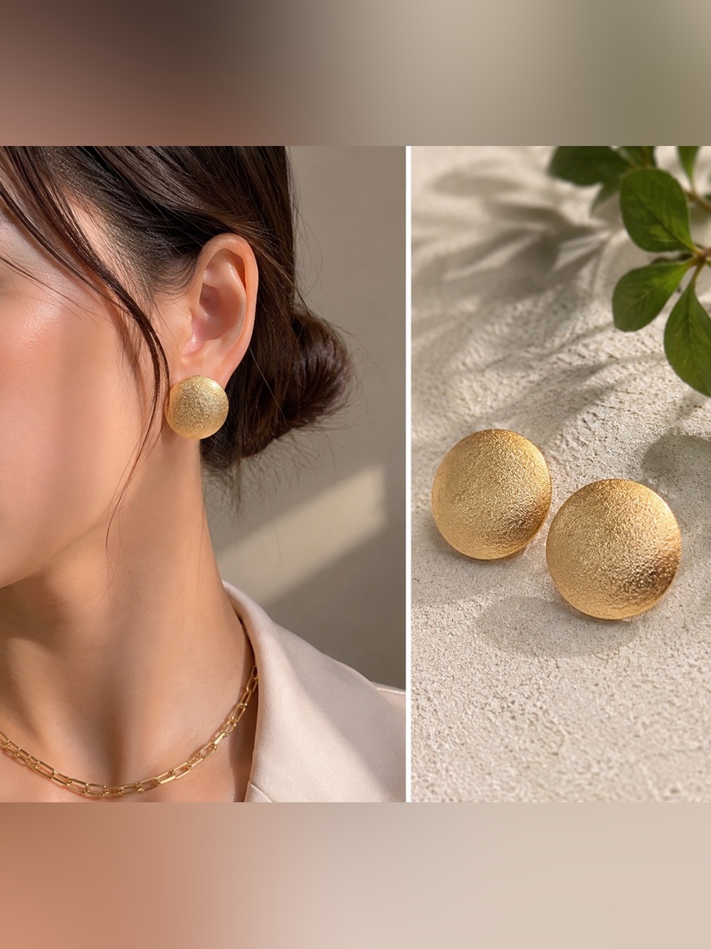 Signed Coro Gold Tone Clip-On Earrings Textured Disc